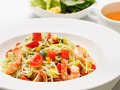 夏の冷製パスタ 〜エビと夏野菜の大葉のジェノベーゼ〜